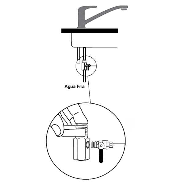 Conector Adaptador de 1/2" para Llave de paso de 1/4" Mod. LVFCW1 - Imagen 2