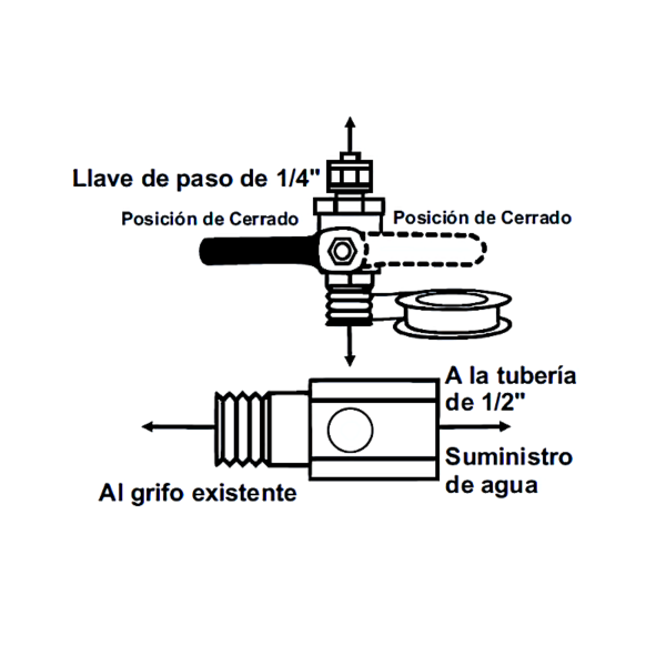 Conector Adaptador de 1/2" para Llave de paso de 1/4" Mod. LVFCW1 - Imagen 3